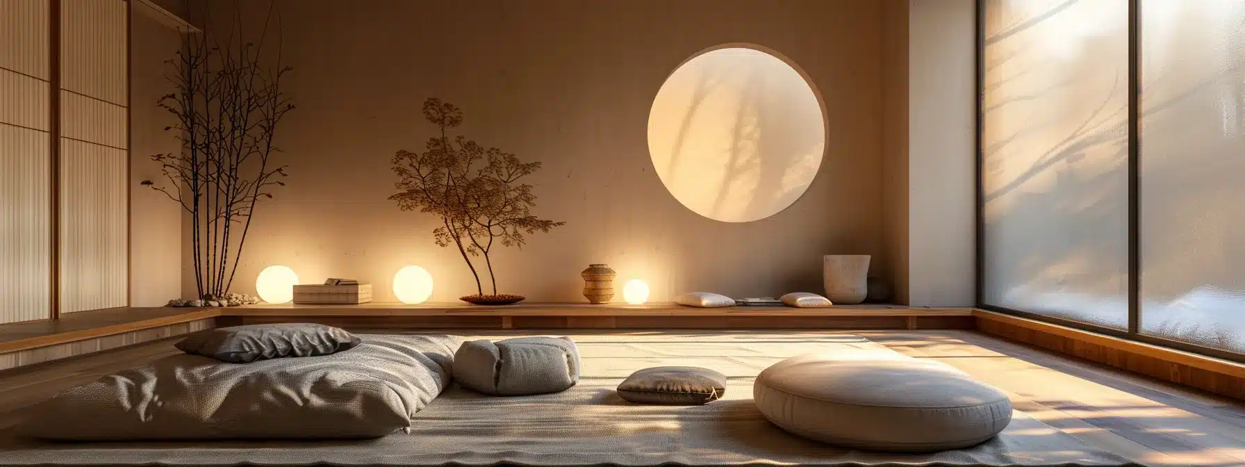 Elegant meditation space with natural elements